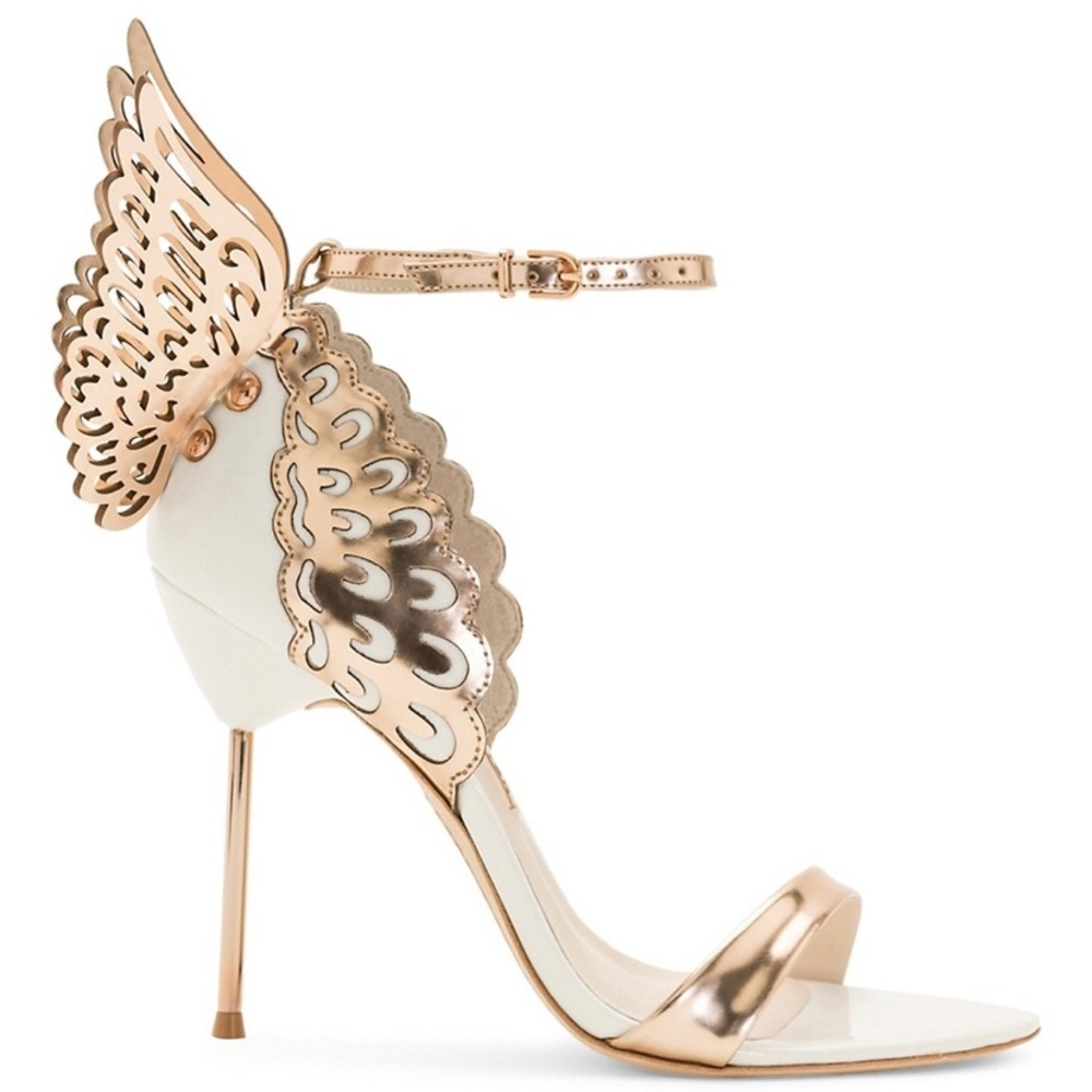 Sophisticated Winged Heels in Gold and White